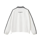 Contrast Striped Lapel Collar Sweatshirt