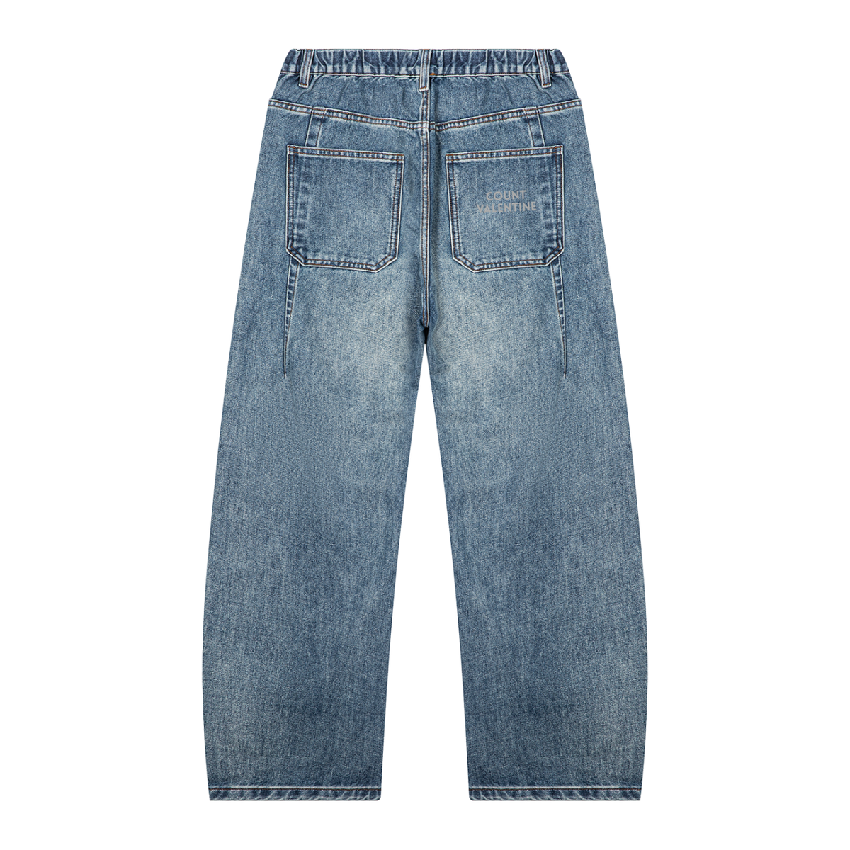 Unisex Vintage Wash Barrel Leg Denim Jeans