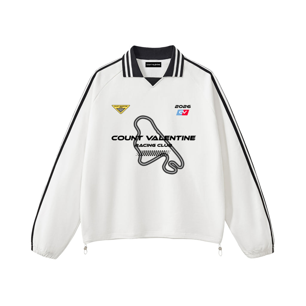 Contrast Striped Lapel Collar Sweatshirt