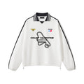 Contrast Striped Lapel Collar Sweatshirt