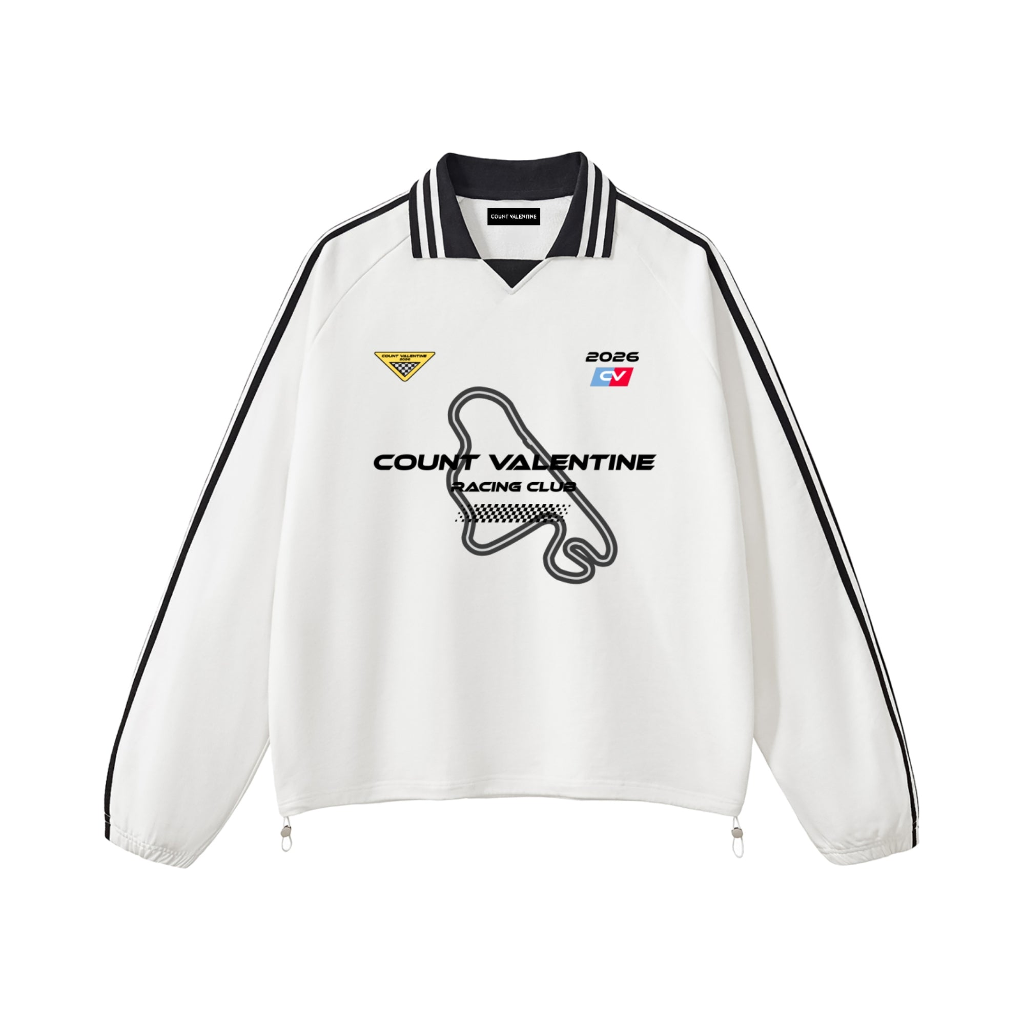 Contrast Striped Lapel Collar Sweatshirt