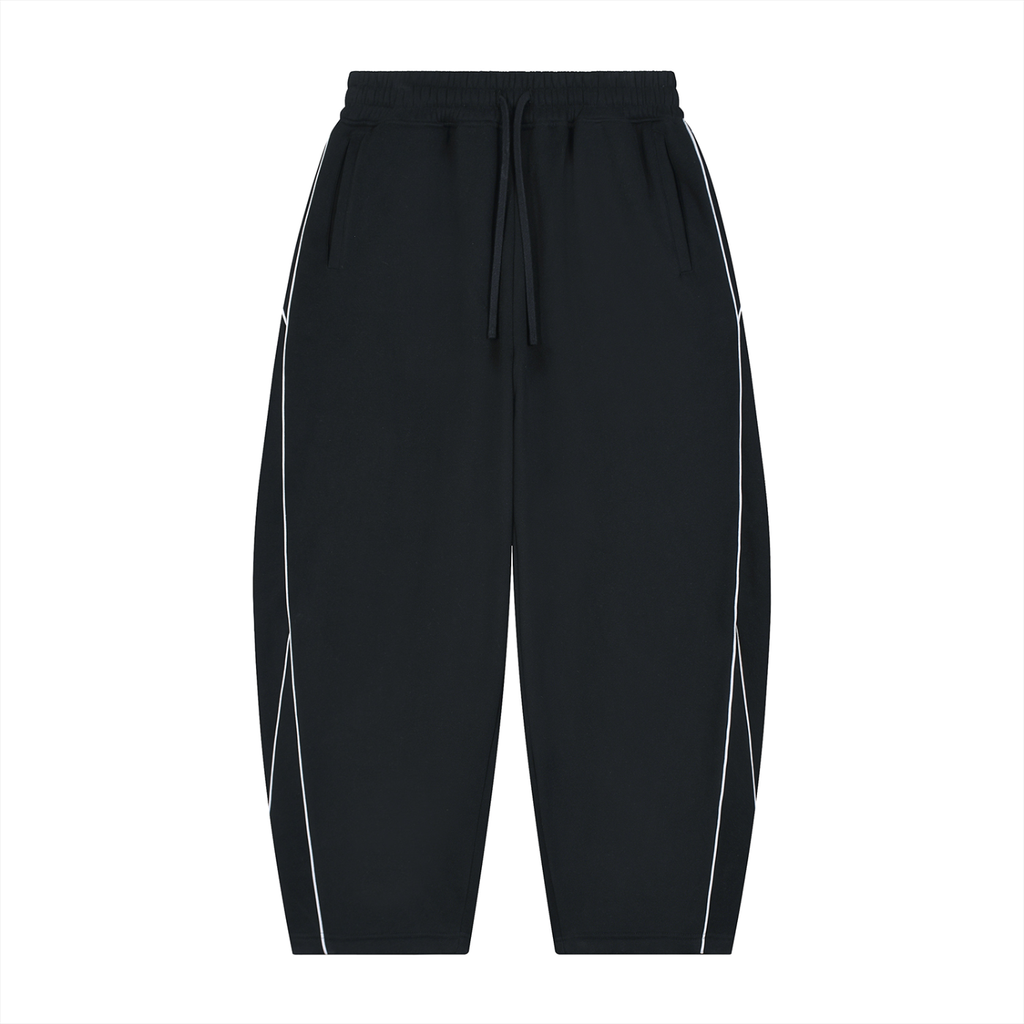 Unisex Piping Fleece Barrel Leg Sweatpants
