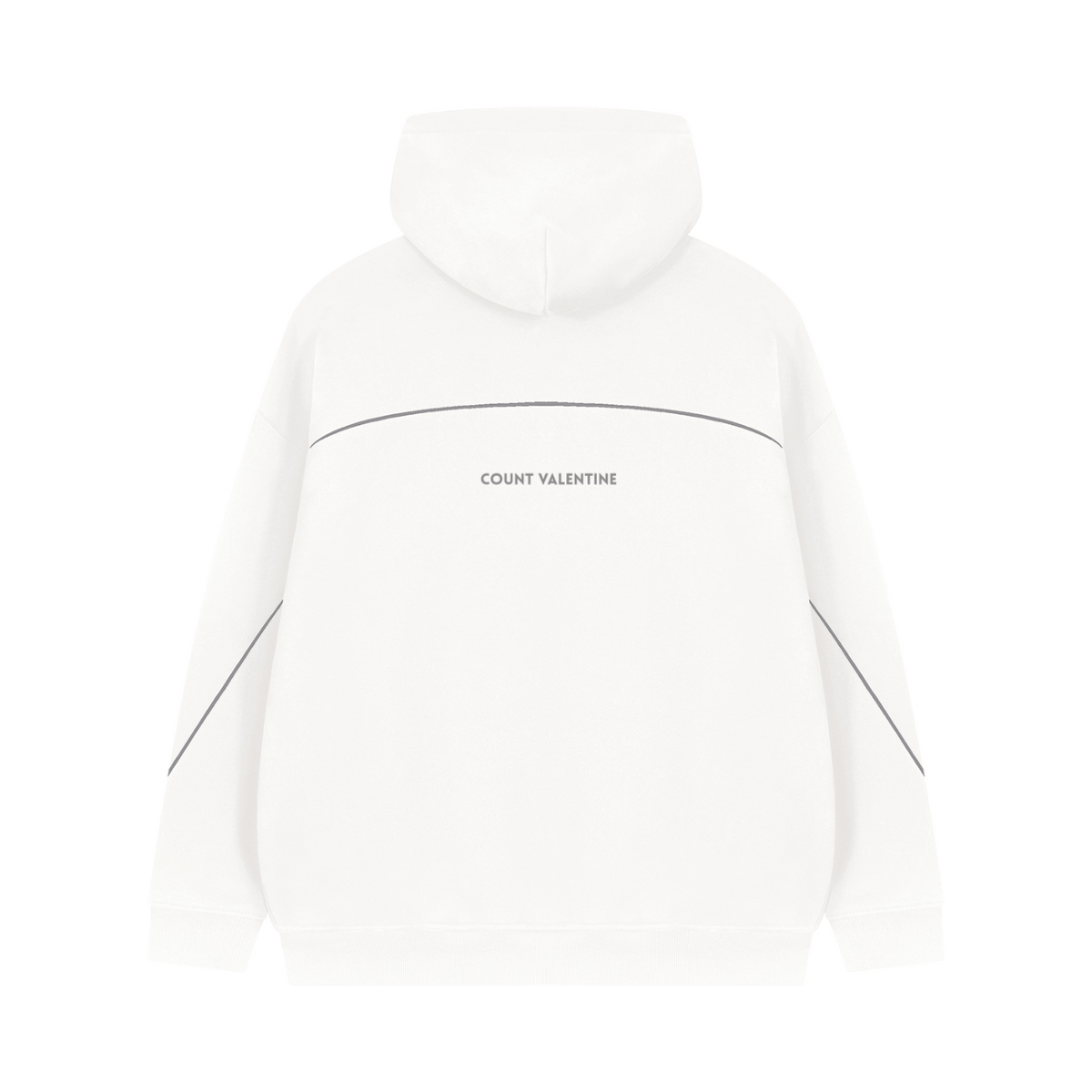 Unisex Oversized Piping Fleece Hoodie - White