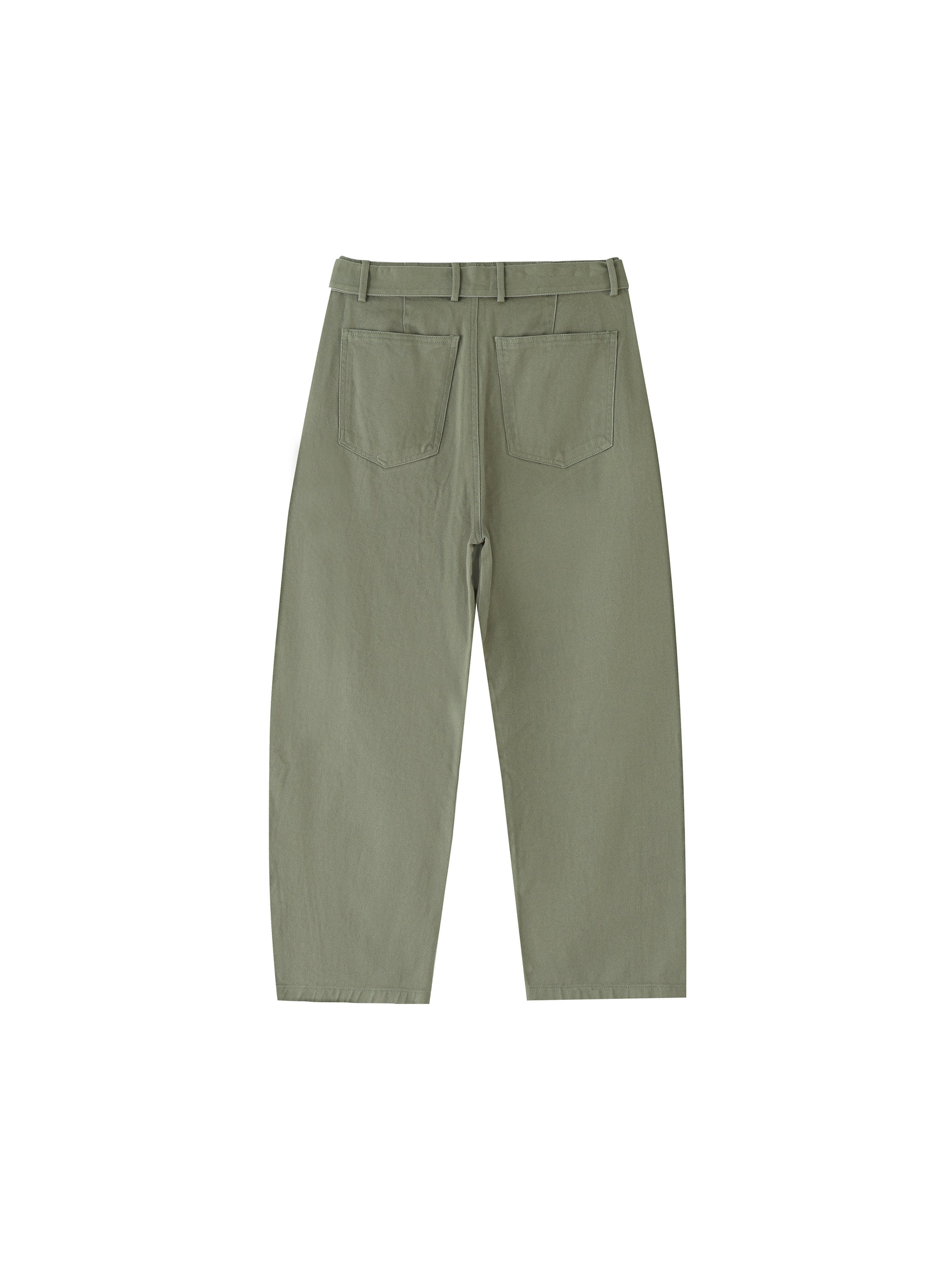 Belted Barrel-leg Chino Pants
