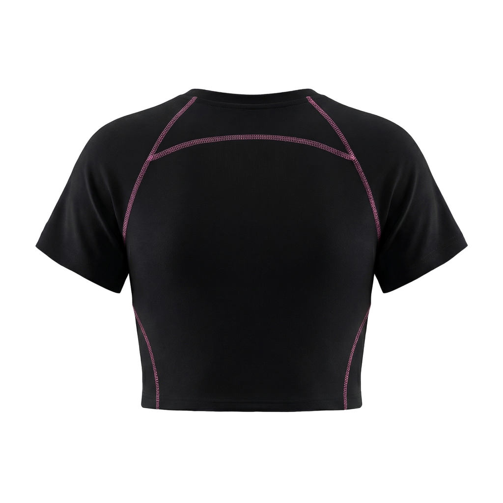 Women's Contrast Stitch Raglan Crop T-Shirt