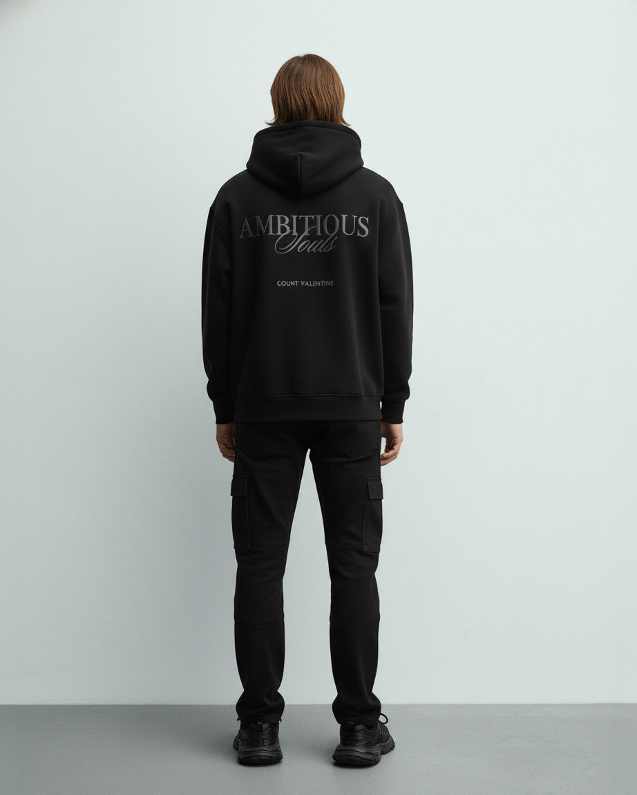 Ambitious Souls Black Unisex Oversized Hoodie