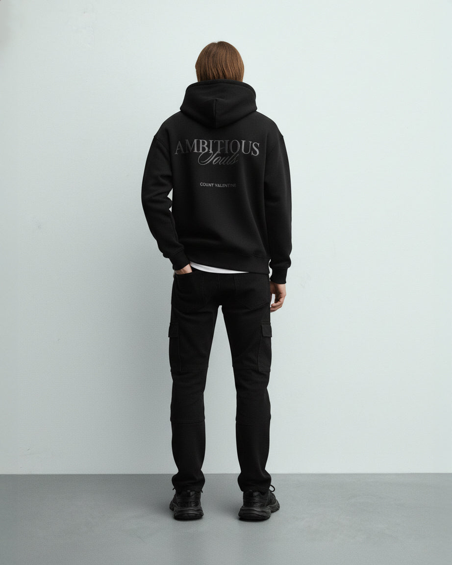Ambitious Souls Black Unisex Oversized Hoodie