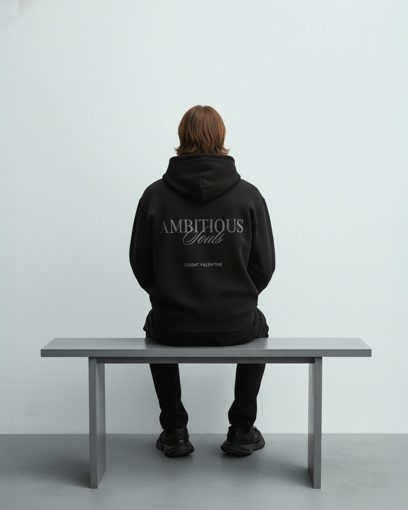 Ambitious Souls Black Unisex Oversized Hoodie