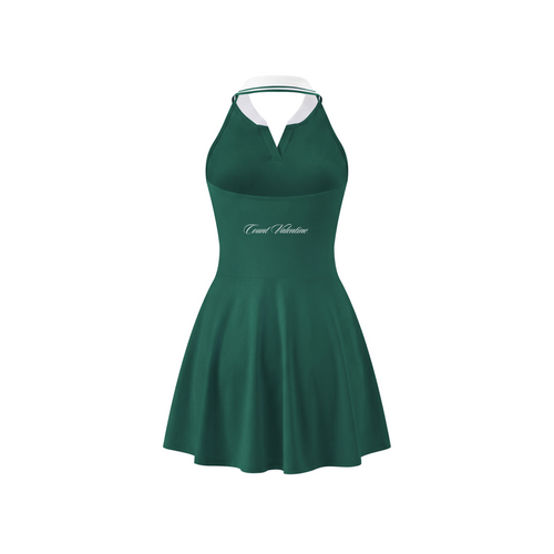 Collared Pickleball Love Dress - Blackish Green