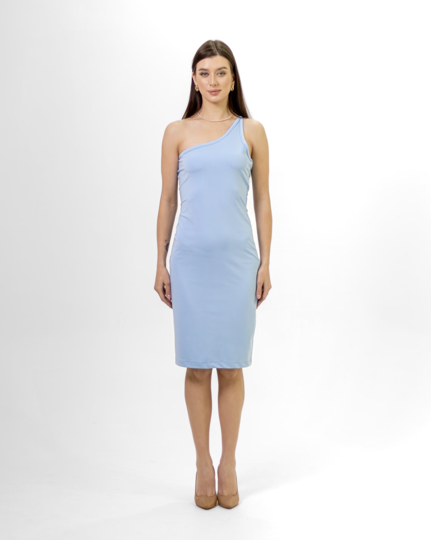 BLUE ONE SHOULDER TUBE DRESS - Count Valentine