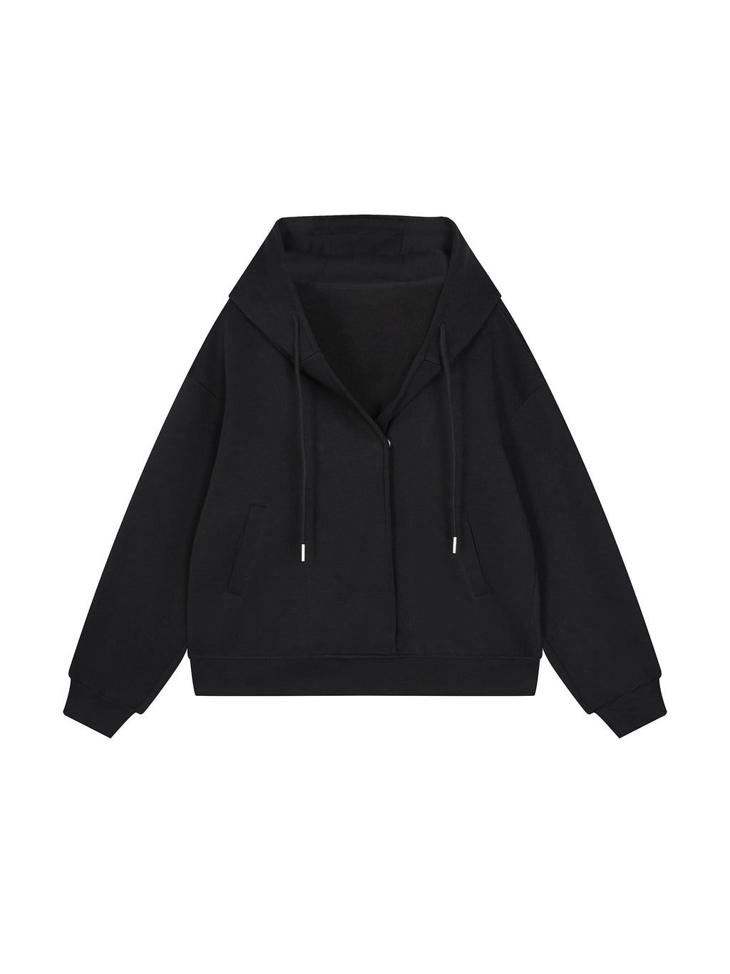 Boxy Button Placket Hoodie