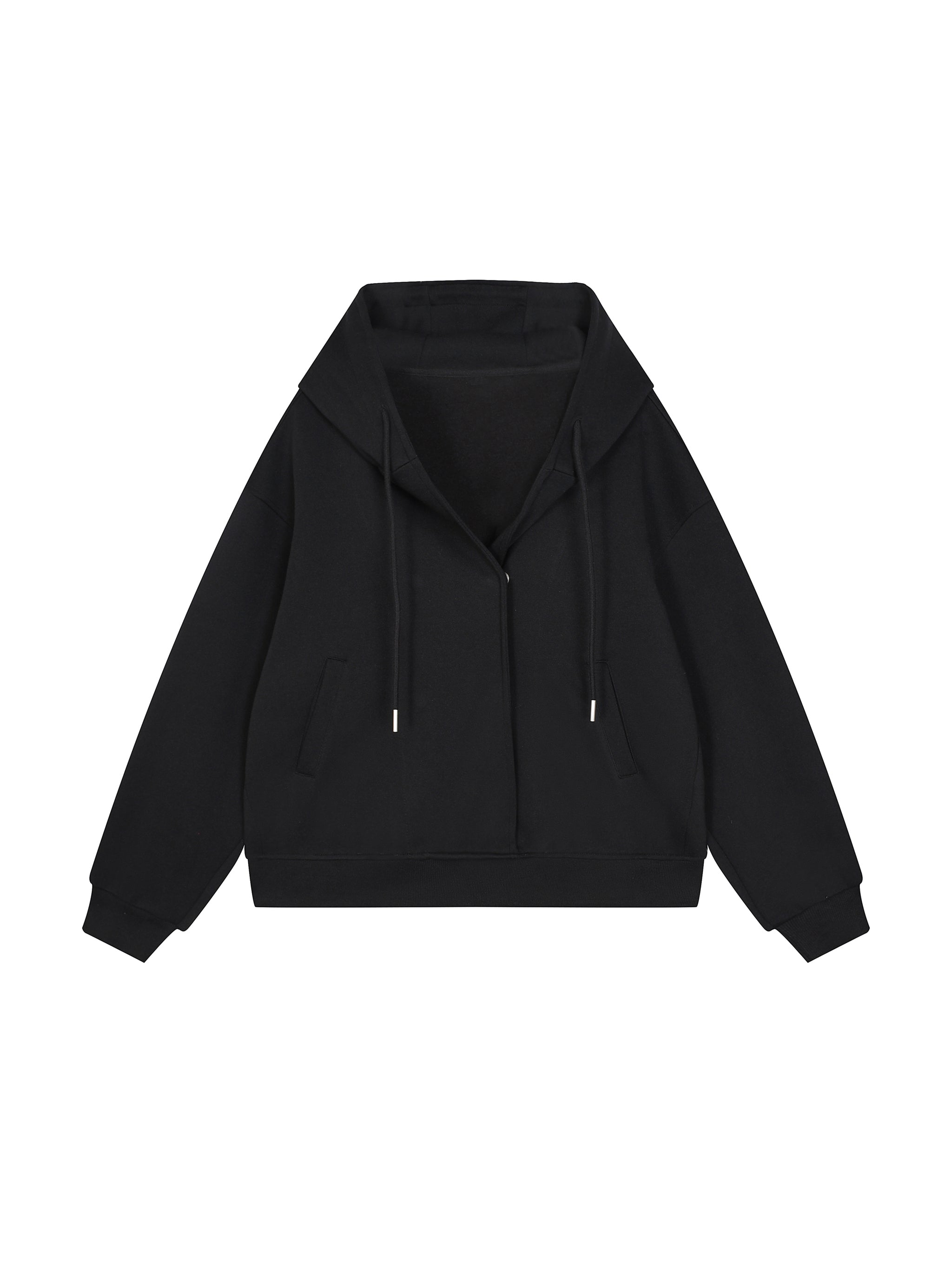 Boxy Button Placket Hoodie