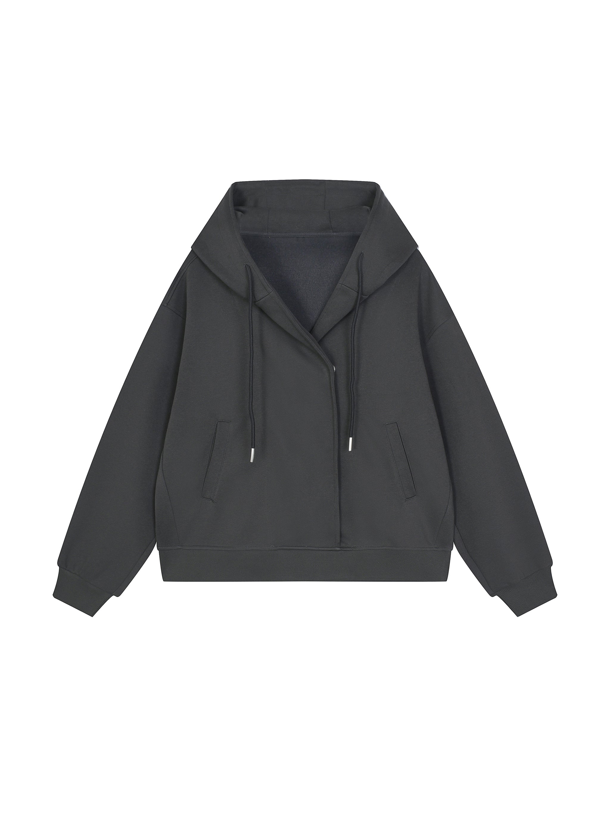 Boxy Button Placket Hoodie