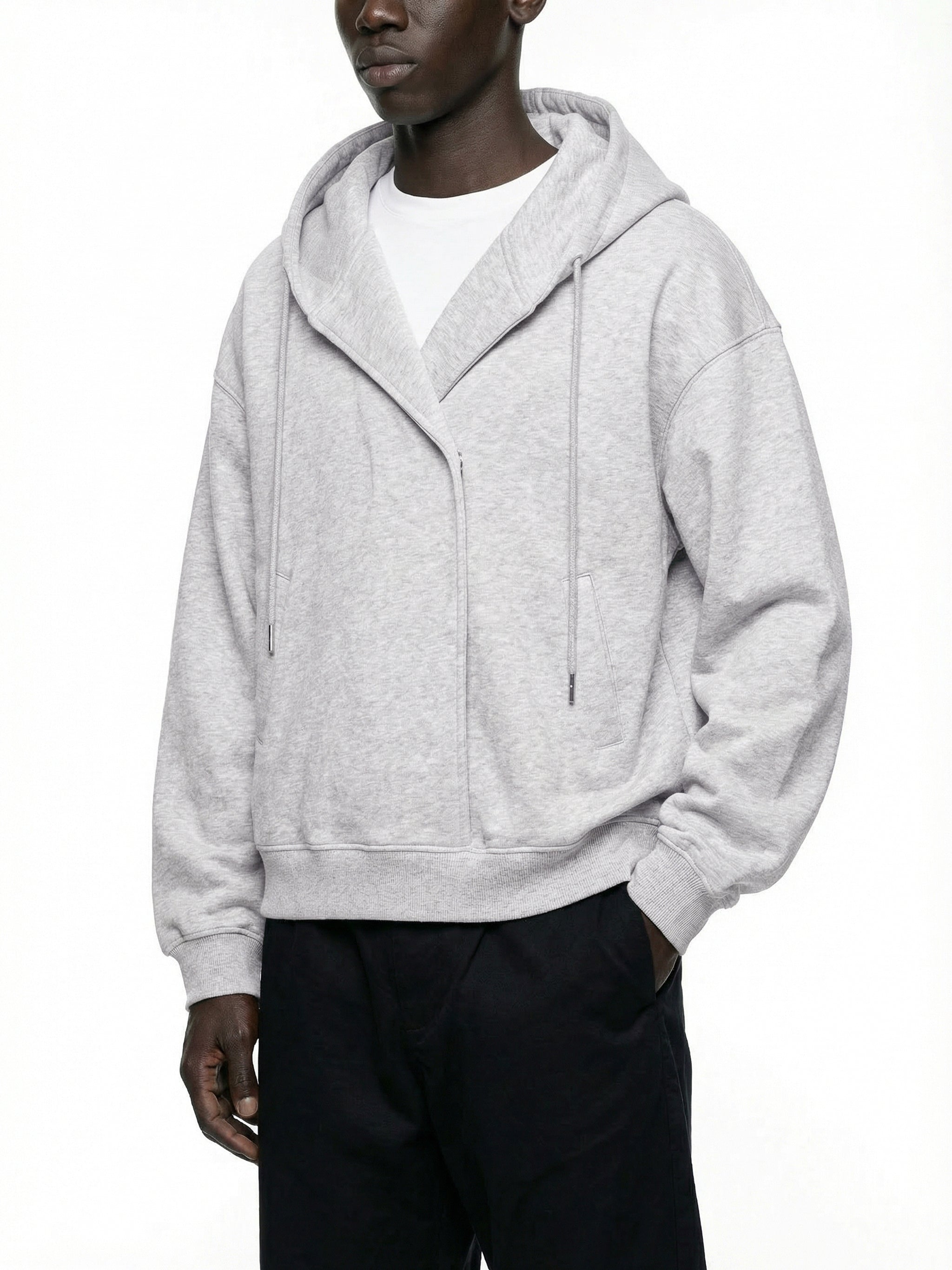 Boxy Button Placket Hoodie