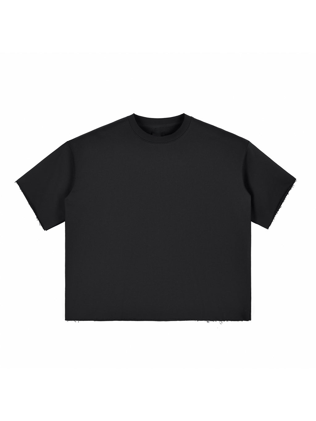 Boxy Half-Sleeve Raw-Edge T-Shirt