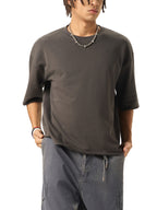 Boxy Half-Sleeve Raw-Edge T-Shirt