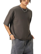 Boxy Half-Sleeve Raw-Edge T-Shirt