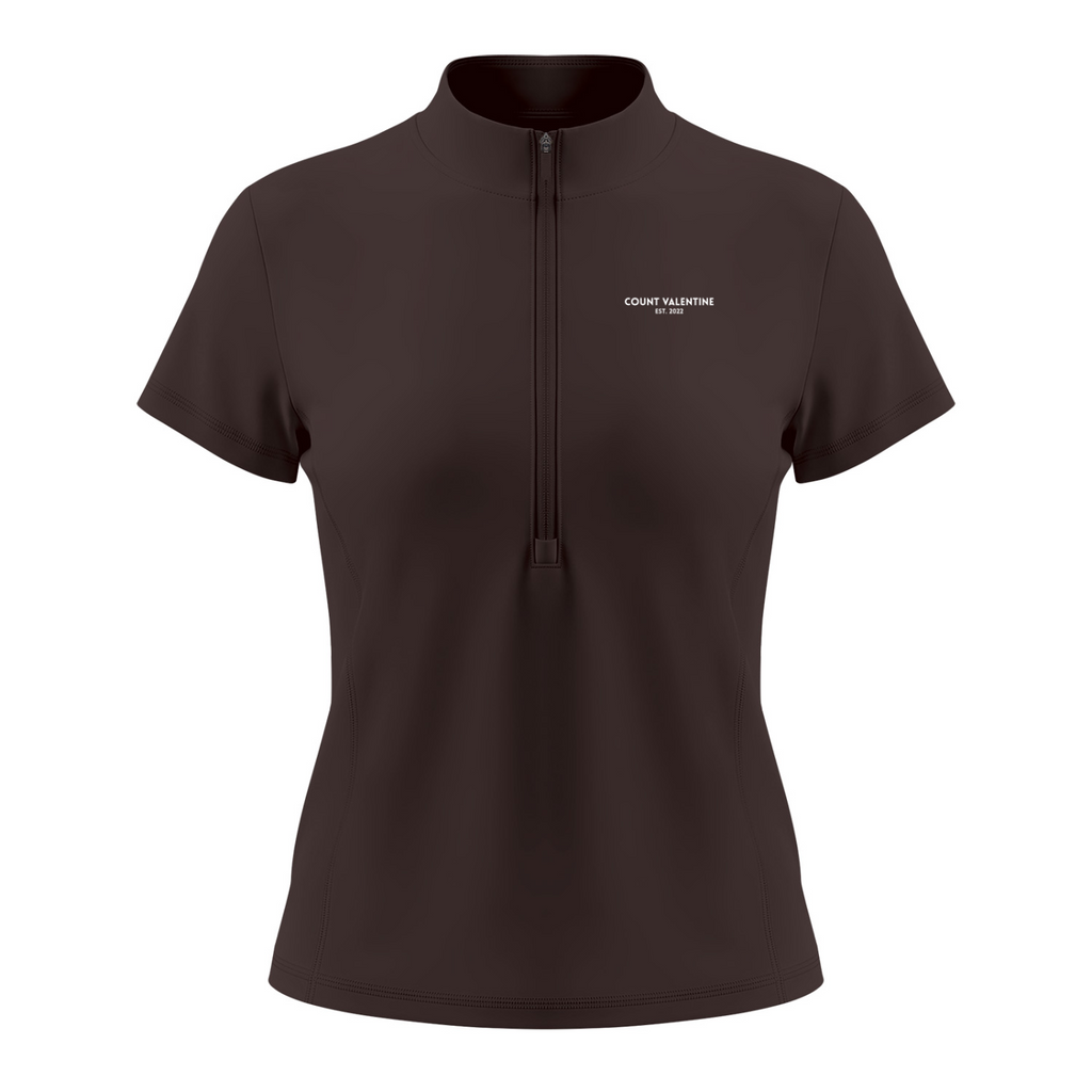 Everyday Move Zip Top - Brown, photo 1 | women's quarter-zip training top by Count Valentine