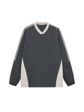 Color-Block V-Neck Long-Sleeve T-Shirt