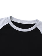 Color-Blocked Raglan Sleeve Crop Top