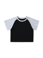 Color-Blocked Raglan Sleeve Crop Top