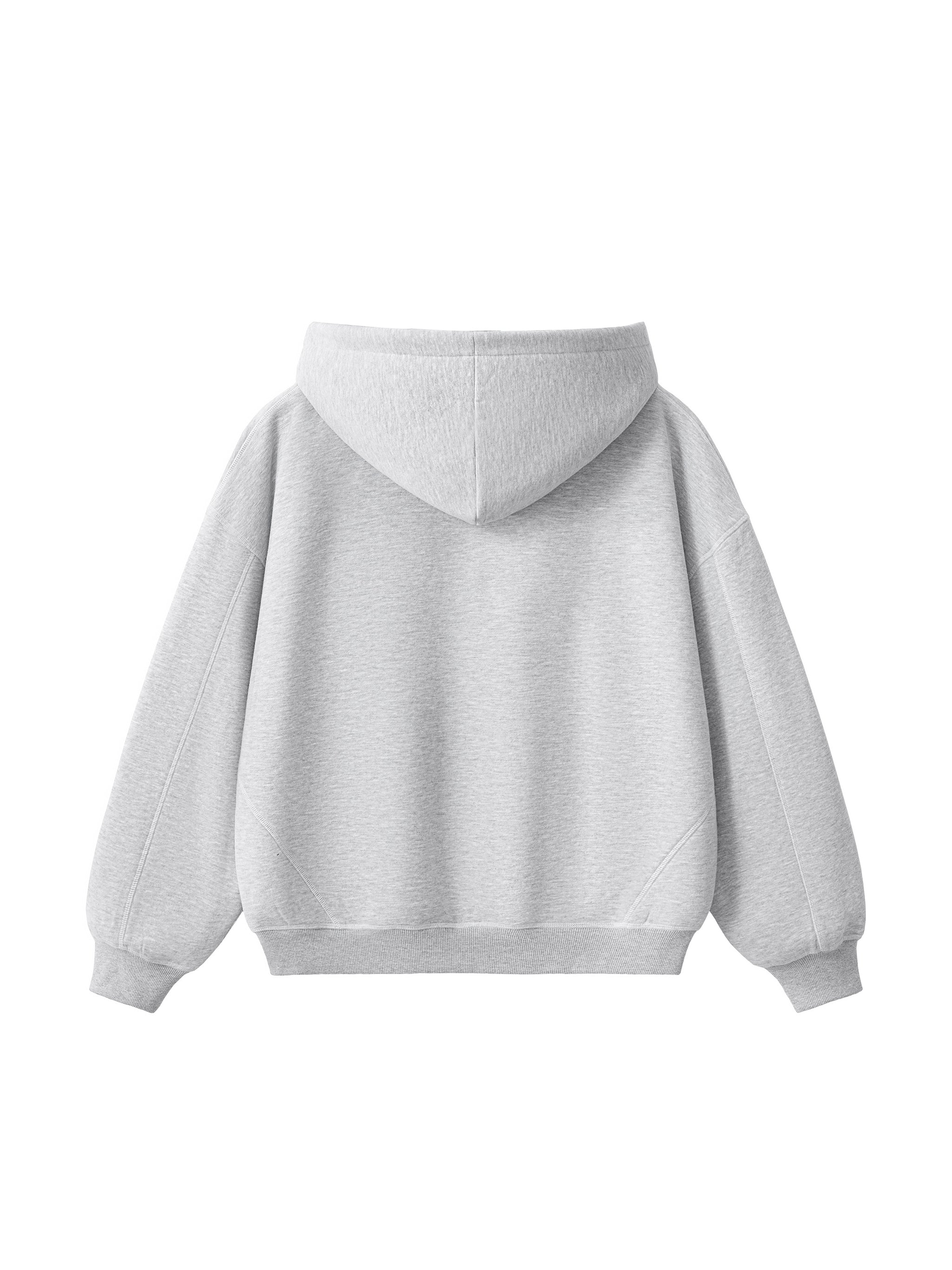 Contrast-Stitched Boxy Fleece Hoodie
