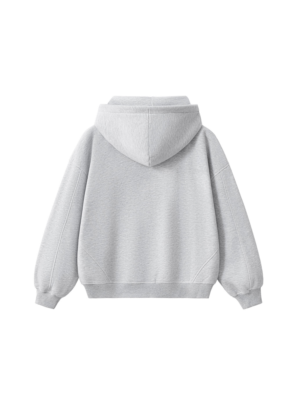 Contrast-Stitched Boxy Fleece Zip Hoodie