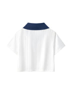 Contrast Collar Striped Cropped Jersey