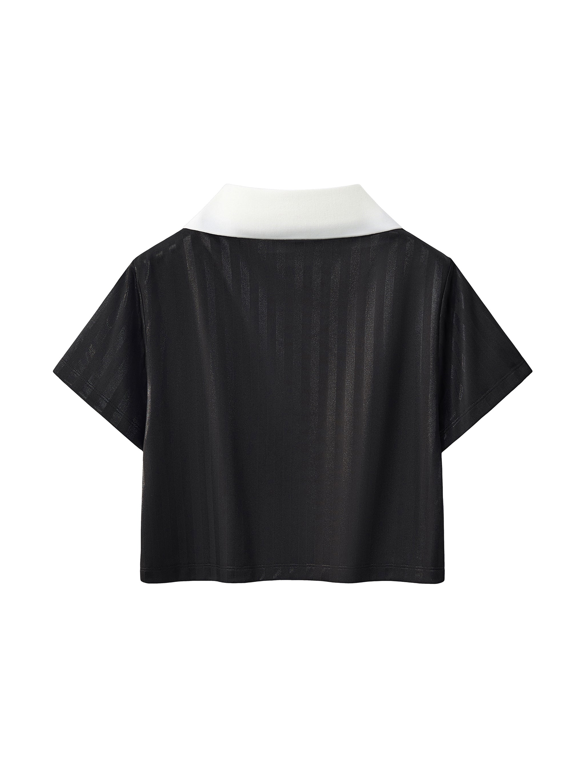 Contrast Collar Striped Cropped Jersey