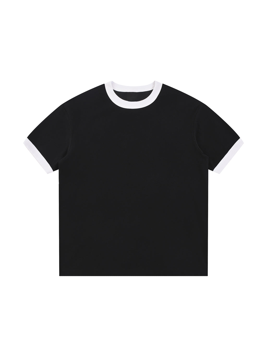 Contrast Edge Ribbed Crewneck T-Shirt