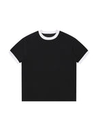 Contrast Edge Ribbed Crewneck T-Shirt