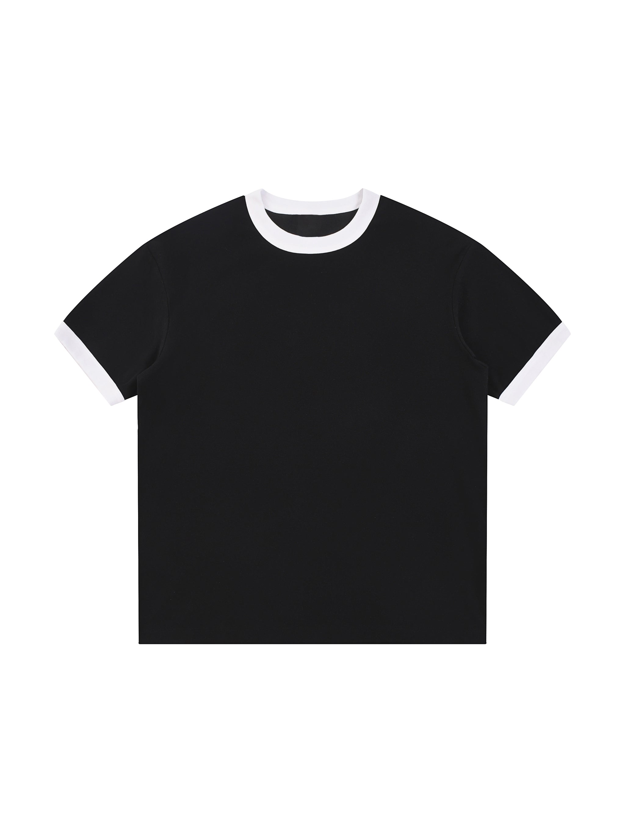 Contrast Edge Ribbed Crewneck T-Shirt