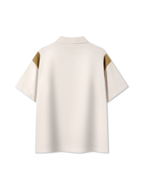 Contrast Panel Cotton Polo Shirt