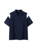 Contrast Panel Cotton Polo Shirt