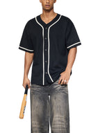 Contrast Piped Button-Up Jersey