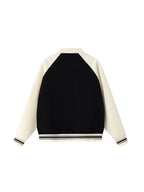 Contrast Raglan Sleeve Baseball Jacket