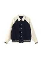 Contrast Raglan Sleeve Baseball Jacket