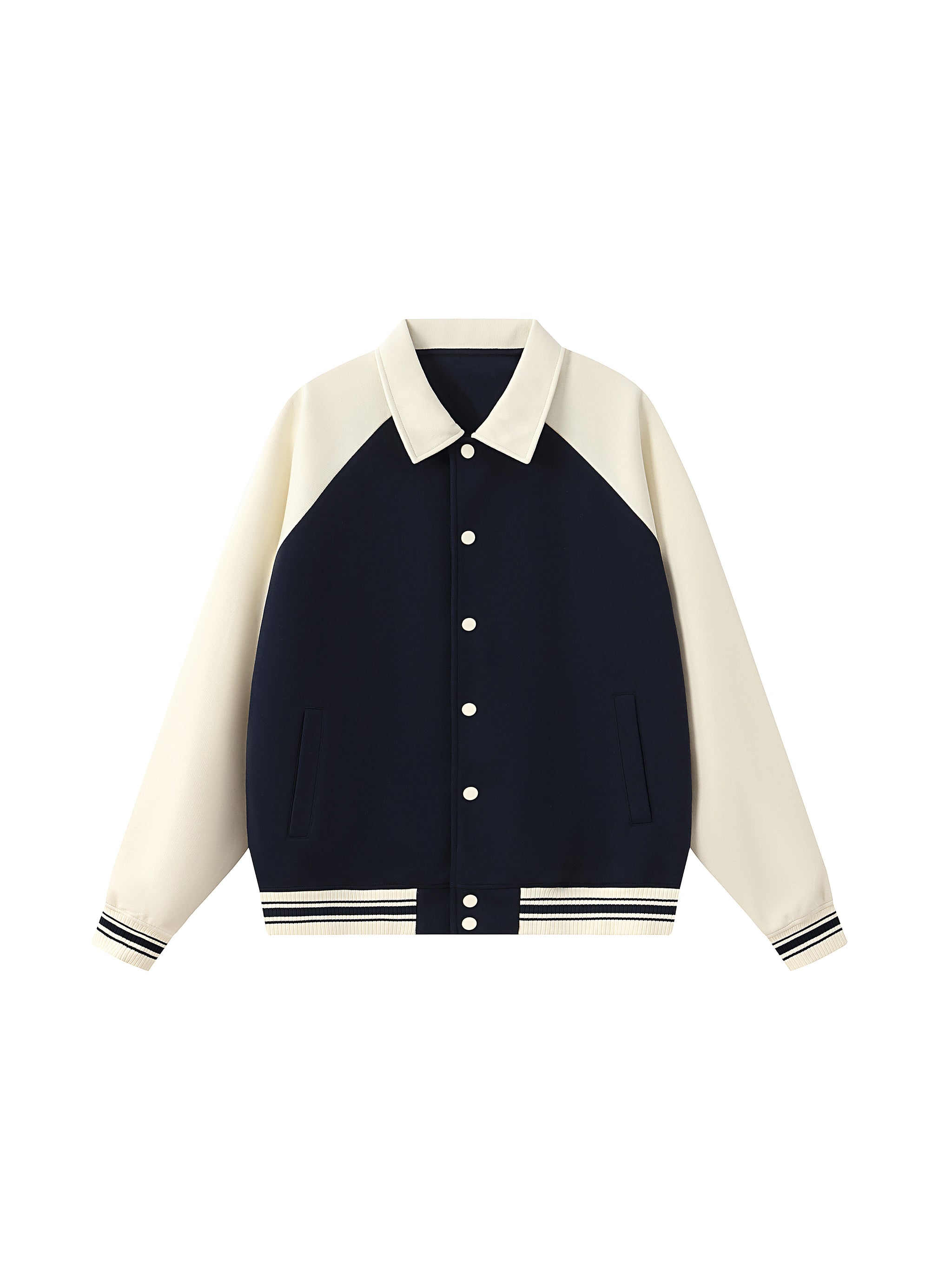 Contrast Raglan Sleeve Baseball Jacket