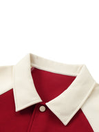 Contrast Raglan Sleeve Baseball Jacket