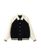 Contrast Raglan Sleeve Baseball Jacket