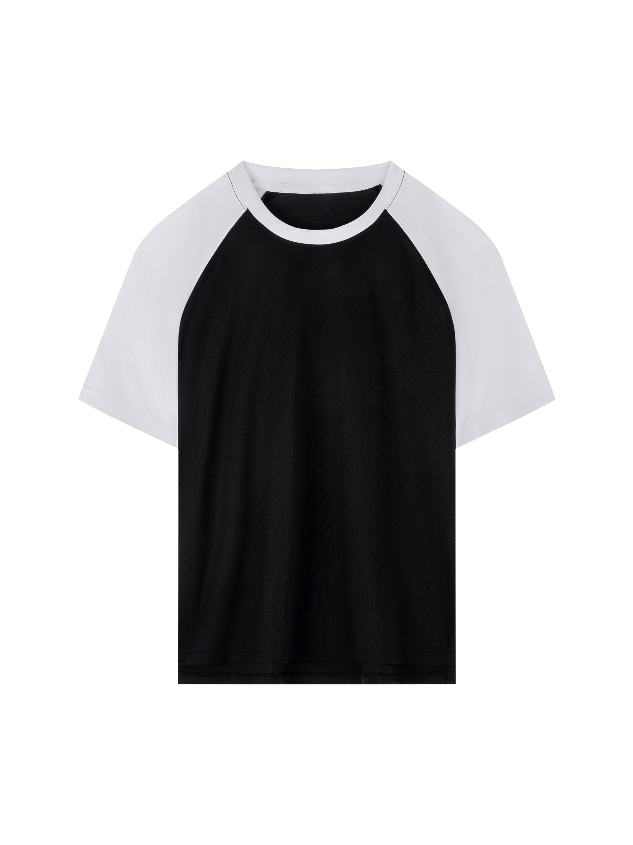 Contrast Raglan Sleeve Mesh T-Shirt