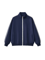 Contrast Side-Stripe Stand Collar Jacket