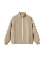 Contrast Side-Stripe Stand Collar Jacket