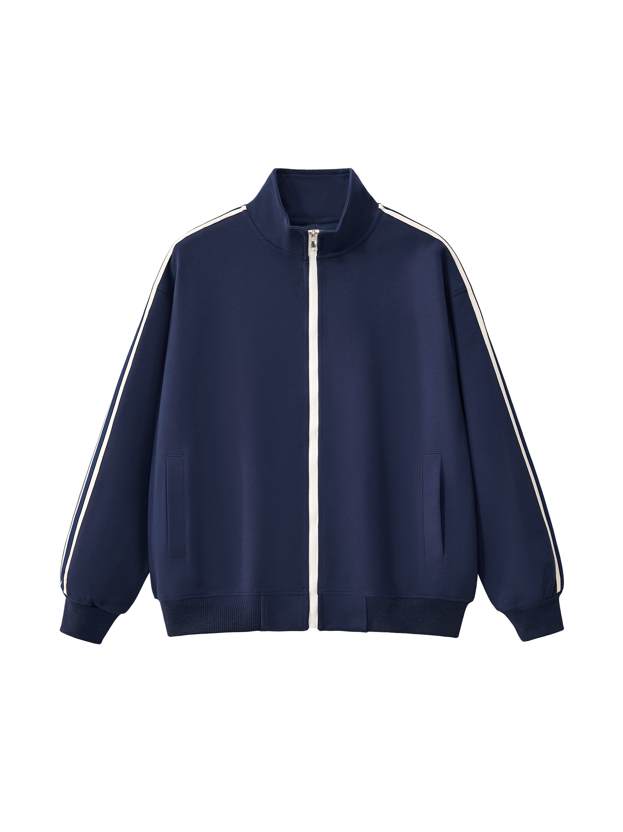 Contrast Side-Stripe Stand Collar Jacket
