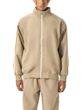 Contrast Side-Stripe Stand Collar Jacket