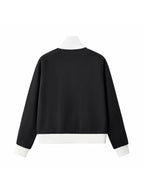 Contrast Side Stripe Fleece Cropped Track Jacket