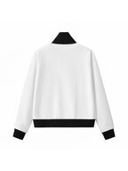 Contrast Side Stripe Fleece Cropped Track Jacket
