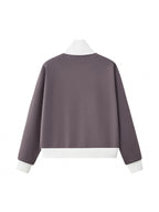 Contrast Side Stripe Fleece Cropped Track Jacket