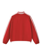 Contrast Striped Lapel Collar Sweatshirt