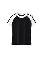 Contrast Stripes Bodycon Raglan Sleeve T-Shirt